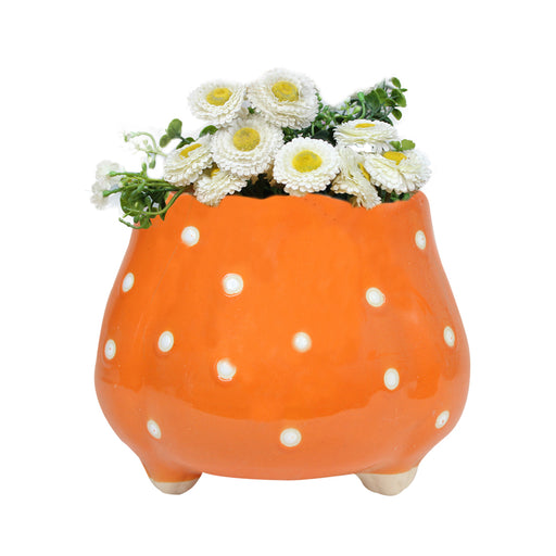 Ceramic Big Flower Shape Pot (Orange) - Wonderland Garden Arts and Craft