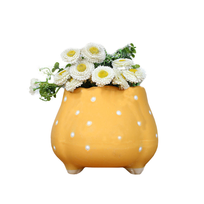 Ceramic Big Flower Shape Pot (Yellow) - Wonderland Garden Arts and Craft