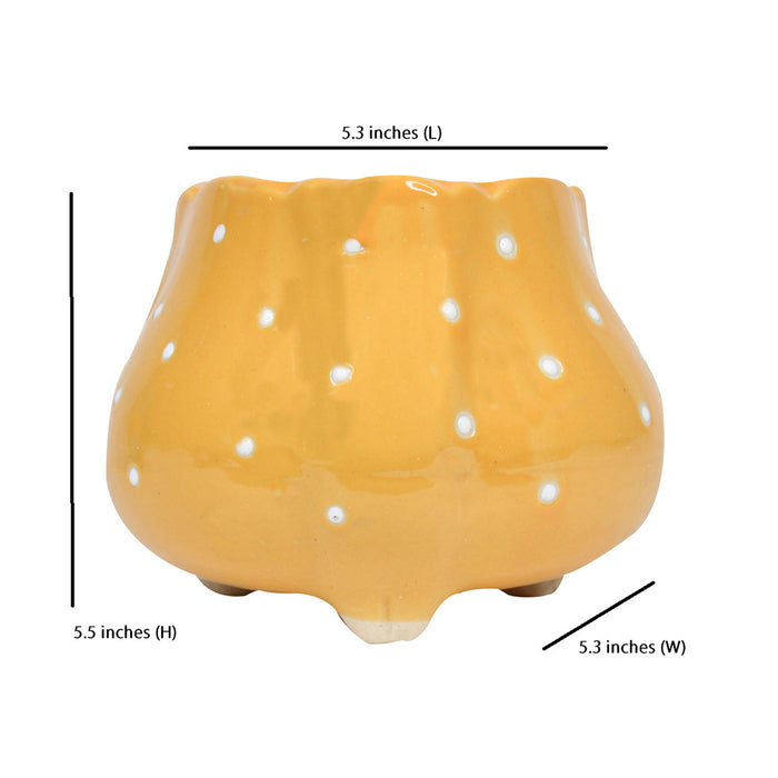 Ceramic Big Flower Shape Pot (Yellow) - Wonderland Garden Arts and Craft