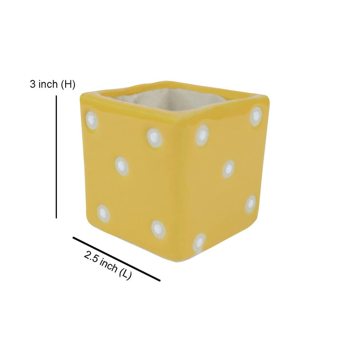 Ceramic planters Small Square Dice Pot (Yellow)