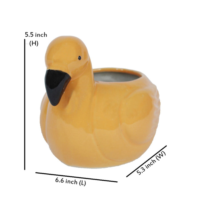 Ceramic Duck Pot for Home and Balcony Decoration (Orange)