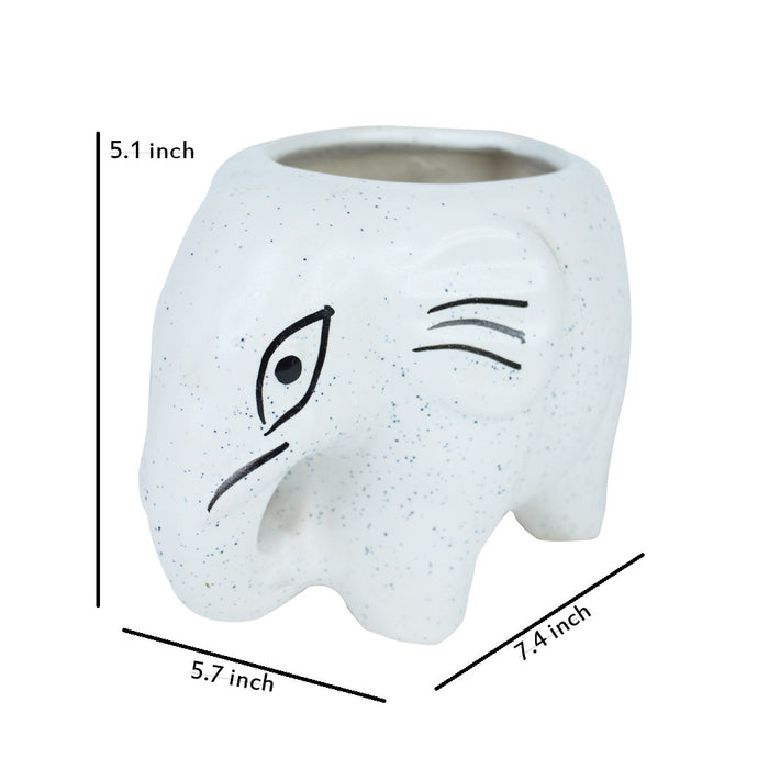 Ceramic Elephant for Home and Garden Decoration (White)