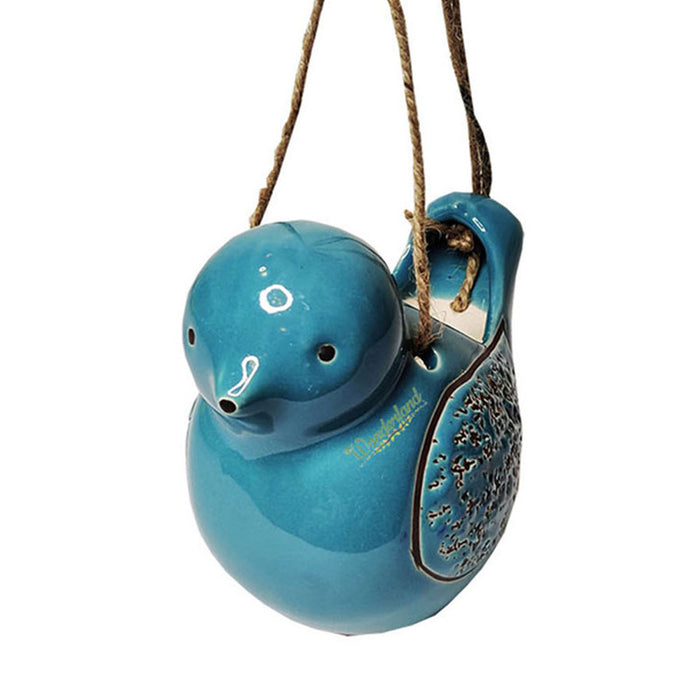 Ceramic Hanging Bird Pot for Home and Garden Decoration (Blue)