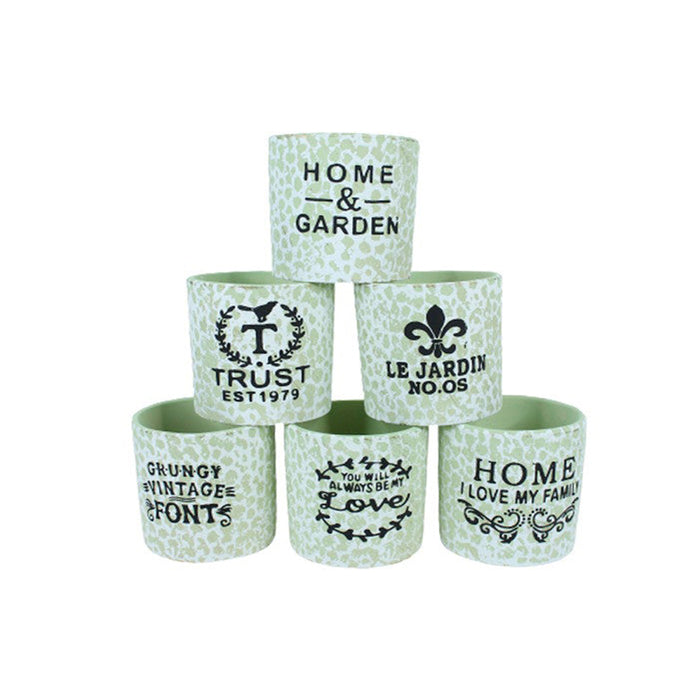 (Set of 6) Imported Printed Big Pot for Home Decoration (Green)
