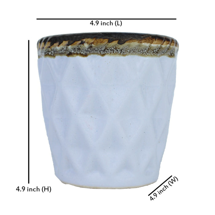 Ceramic Line Pot for Home and Garden Decoration (White)
