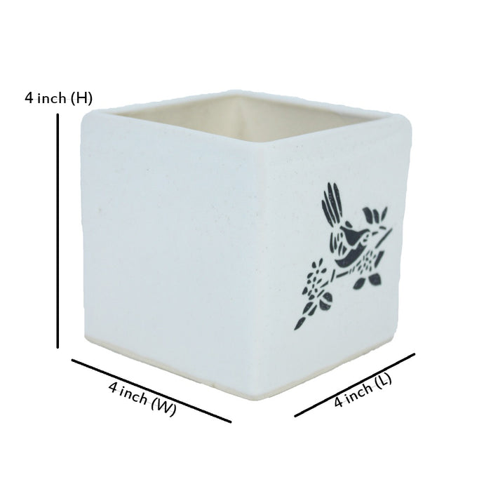 Ceramic Hand painted Square Pot for Home Decoration