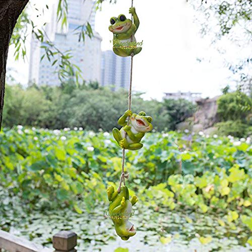 Handmade Resin 3 Frogs in a String for garden decor