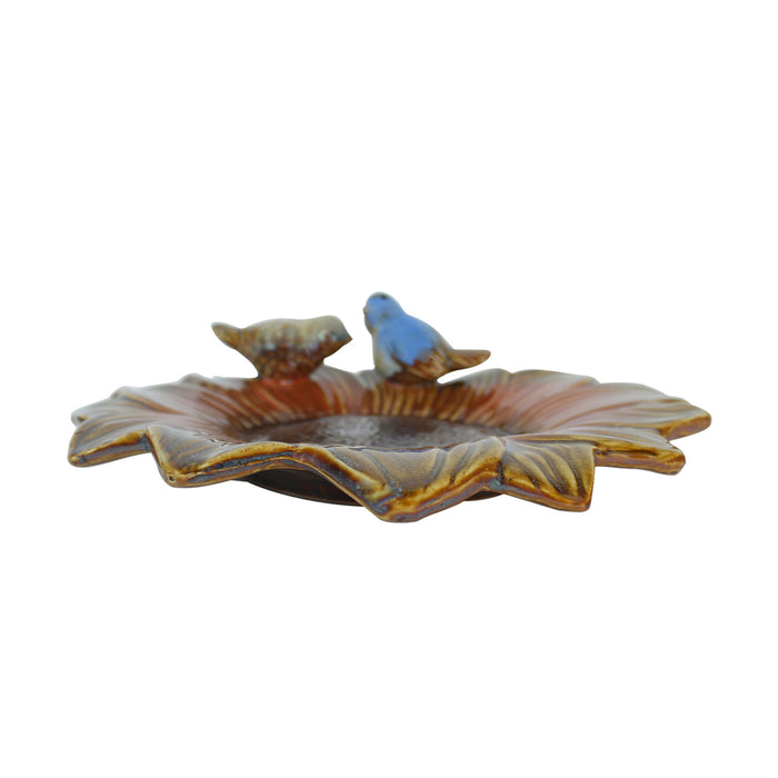 Ceramic sunflower Tray, platter with two birds, keeping trinkets, jewellery, home decoration