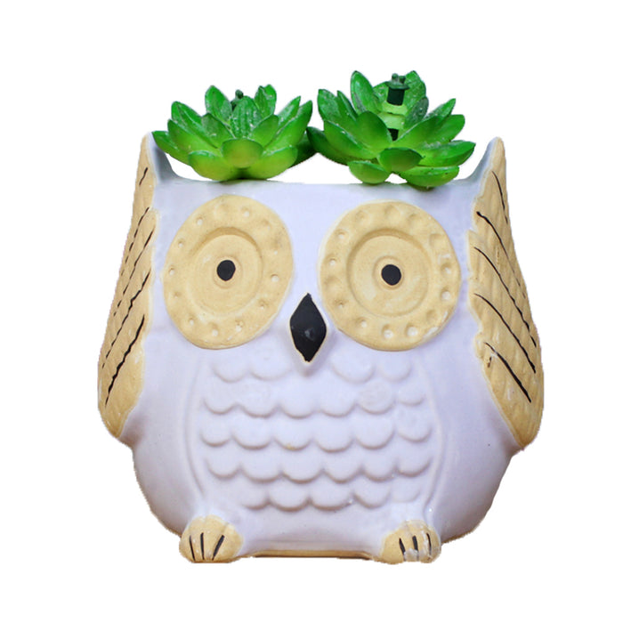 Medium Owl Ceramic Pot for Home Decoration (Light Purple) - Wonderland Garden Arts and Craft