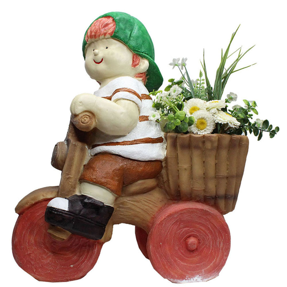 Boy on Cycle for Balcony and Garden Decoration (Orange)