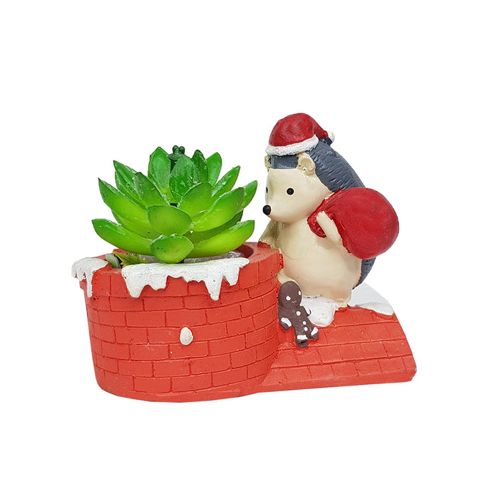 Hedgehog Santa Succulent Pot for Home and Balcony decoration