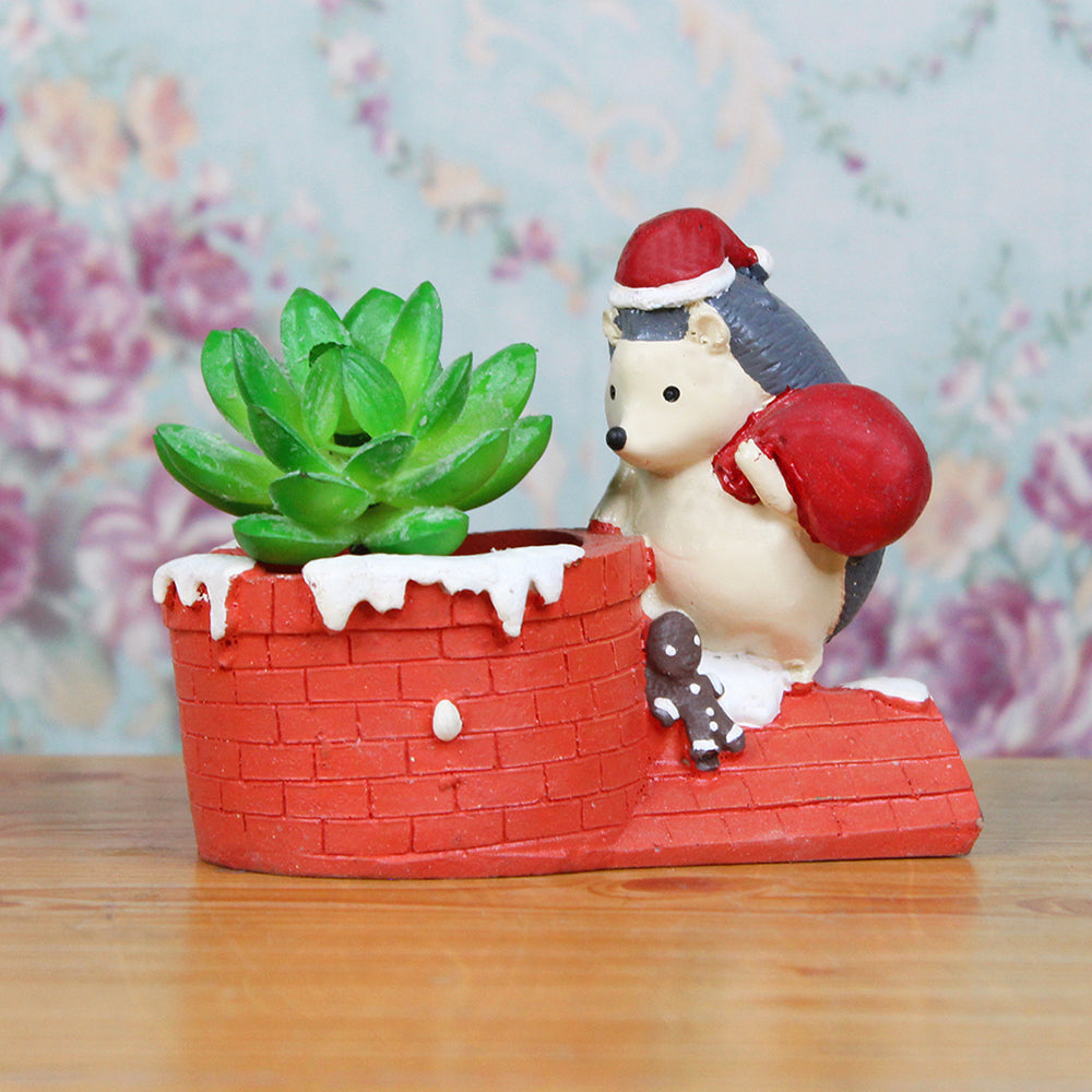 Hedgehog Santa Succulent Pot for Home and Balcony decoration
