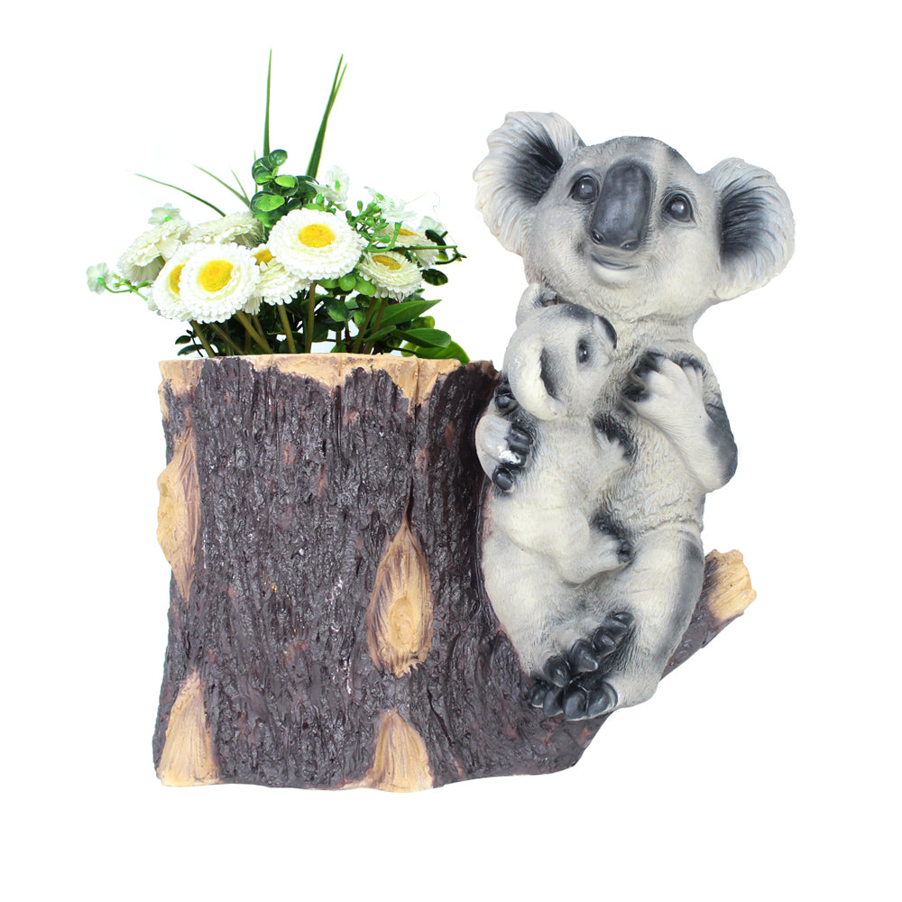 Mother and Baby Koala with Trunk Planter for Garden Decoration- Material -Resin