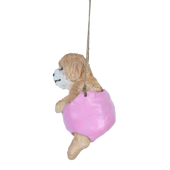 Puppy on swing for Balcony and Garden Decoration (Pink)