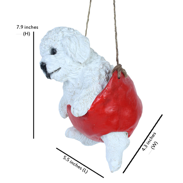 Puppy on swing for Balcony and Garden Decoration (Red)