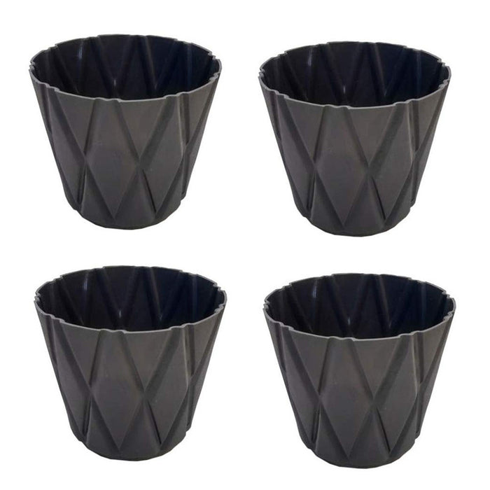 (Set of 4) 4 x 4" Solitaire Pot for Home Garden, Black