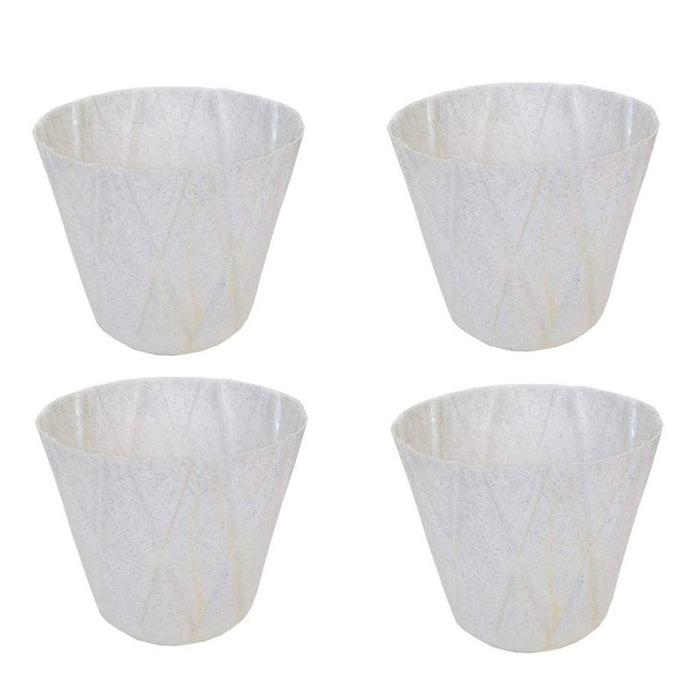 (Set of 4) 4 x 4" Solitaire Pot for Home Garden, White