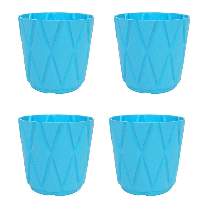 (Set of 4) 4 x 4" Solitaire Pot for Home Garden, Blue