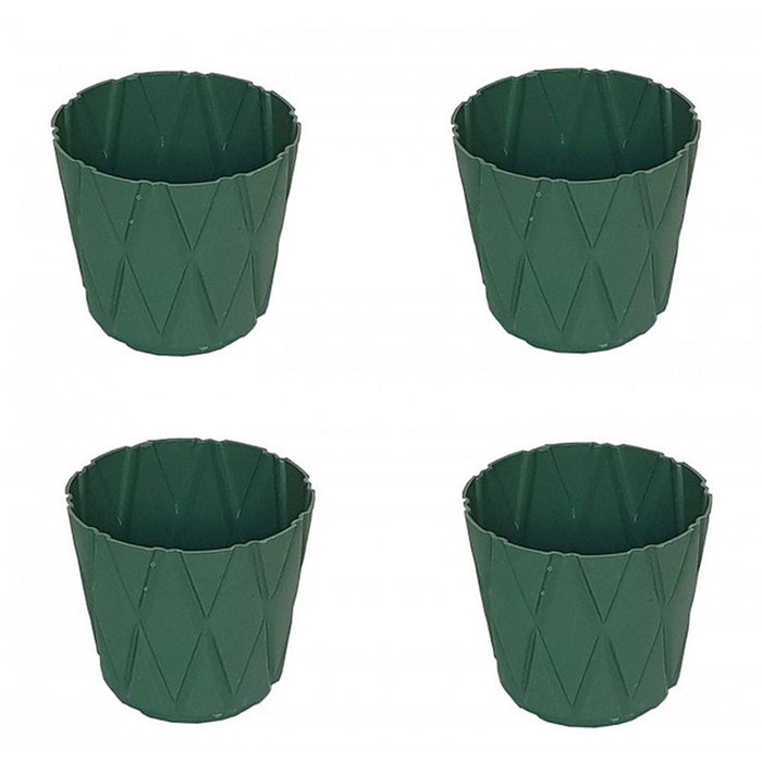 (Set of 4) 4 x 4" Solitaire Pot for Home Garden, Green