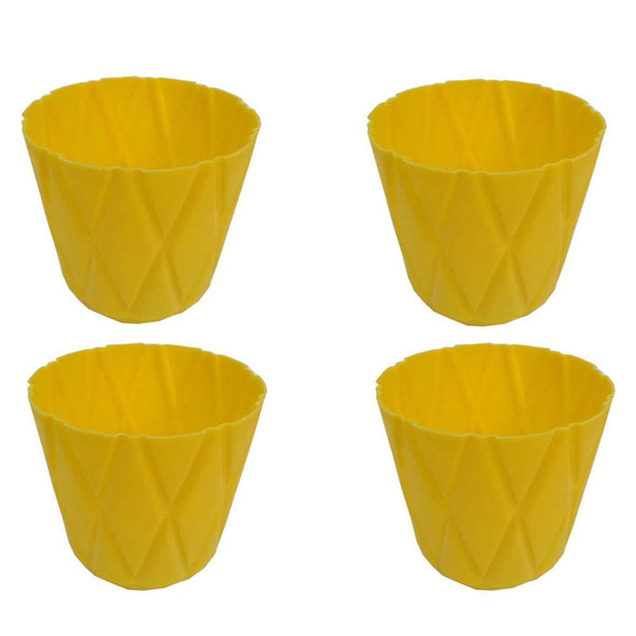 (Set of 4) 4 x 4" Solitaire Pot for Home Garden, Yellow