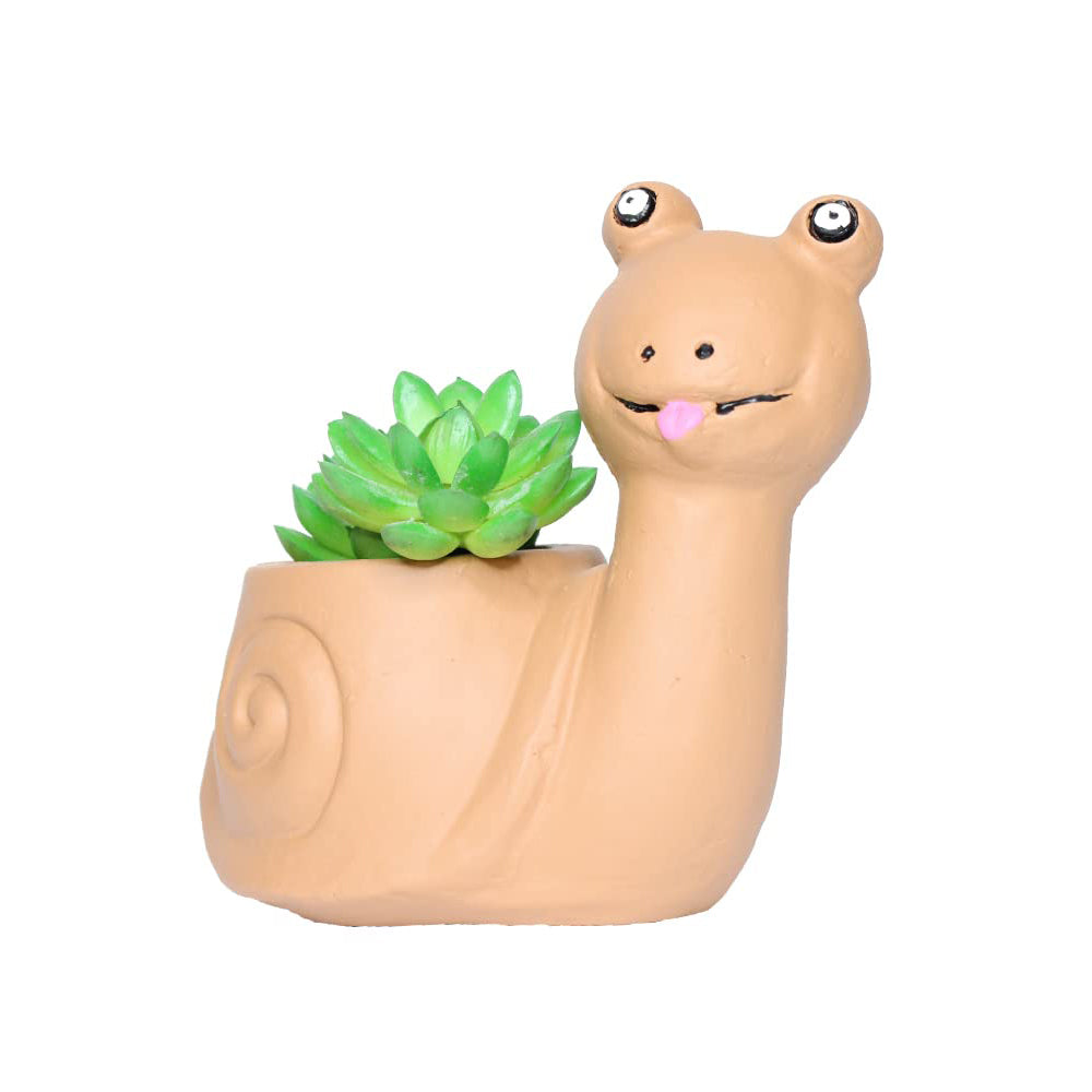 Terracotta Snail Pot for small plants & succulents