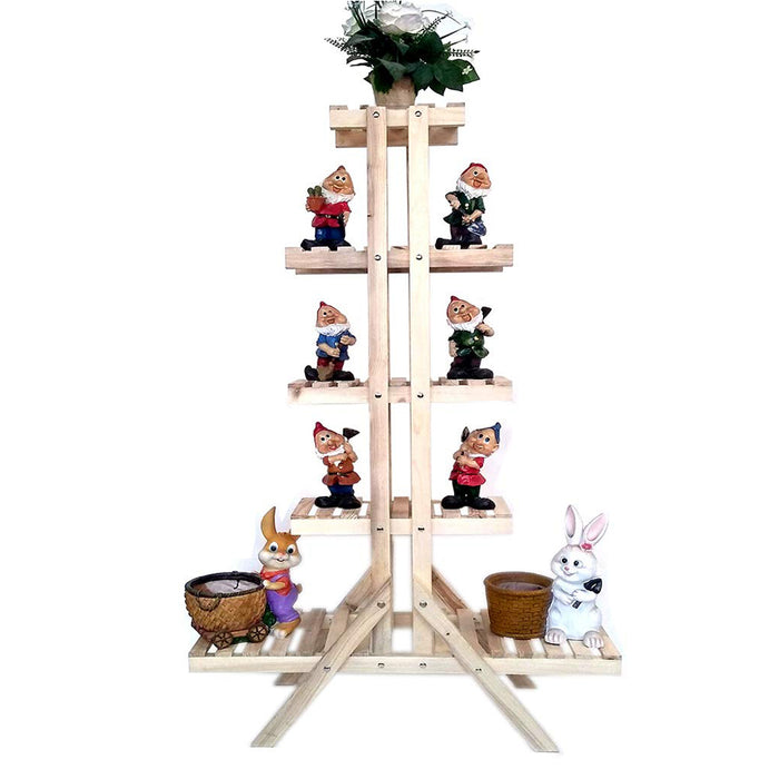 9 Pots Wooden Plant Stand for Home and Garden Decoration